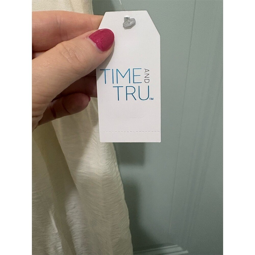 Time and Tru Maxi Dress Womens M Ivory Sleeveless Scoop Neck Casual Long - Picture 3 of 6